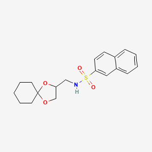 molecular formula C19H23NO4S B2491516 N-(1,4-dioxaspiro[4.5]decan-2-ylmethyl)naphthalene-2-sulfonamide CAS No. 941914-57-4