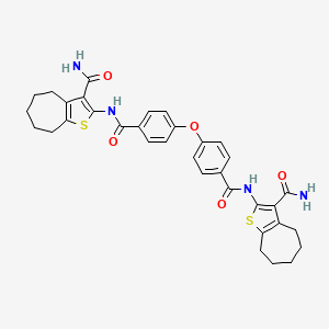 2-[[4-[4-[(3-carbamoyl-5,6,7,8-tetrahydro-4H-cyclohepta[b]thiophen-2-yl)carbamoyl]phenoxy]benzoyl]amino]-5,6,7,8-tetrahydro-4H-cyclohepta[b]thiophene-3-carboxamide