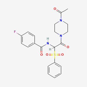 N-[2-(4-acetylpiperazin-1-yl)-1-(benzenesulfonyl)-2-oxoethyl]-4-fluorobenzamide