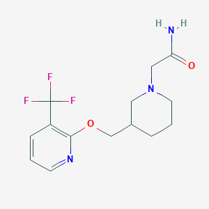 B2491556 2-[3-[[3-(Trifluoromethyl)pyridin-2-yl]oxymethyl]piperidin-1-yl]acetamide CAS No. 2379984-81-1