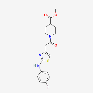 molecular formula C18H20FN3O3S B2491567 Methyl 1-(2-(2-((4-fluorophenyl)amino)thiazol-4-yl)acetyl)piperidine-4-carboxylate CAS No. 1105231-74-0