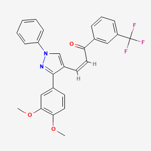 (Z)-3-[3-(3,4-dimethoxyphenyl)-1-phenyl-1H-pyrazol-4-yl]-1-[3-(trifluoromethyl)phenyl]-2-propen-1-one