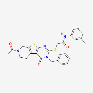 2-[(7-acetyl-3-benzyl-4-oxo-3,4,5,6,7,8-hexahydropyrido[4',3':4,5]thieno[2,3-d]pyrimidin-2-yl)thio]-N-(3-methylphenyl)acetamide