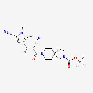 molecular formula C24H31N5O3 B2491606 Tert-butyl 8-[(E)-2-cyano-3-(5-cyano-1,2-dimethylpyrrol-3-yl)prop-2-enoyl]-2,8-diazaspiro[4.5]decane-2-carboxylate CAS No. 2094955-43-6