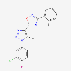 5-[1-(3-chloro-4-fluorophenyl)-5-methyl-1H-1,2,3-triazol-4-yl]-3-(2-methylphenyl)-1,2,4-oxadiazole