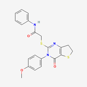 2-[[3-(4-methoxyphenyl)-4-oxo-6,7-dihydrothieno[3,2-d]pyrimidin-2-yl]sulfanyl]-N-phenylacetamide