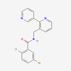 molecular formula C18H13BrClN3O B2491635 N-([2,3'-bipyridin]-3-ylmethyl)-5-bromo-2-chlorobenzamide CAS No. 2034563-16-9