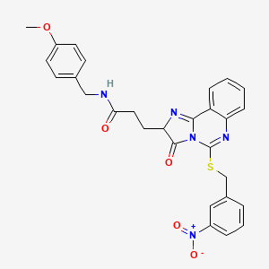 molecular formula C28H25N5O5S B2491643 N-[(4-methoxyphenyl)methyl]-3-(5-{[(3-nitrophenyl)methyl]sulfanyl}-3-oxo-2H,3H-imidazo[1,2-c]quinazolin-2-yl)propanamide CAS No. 1042723-47-6