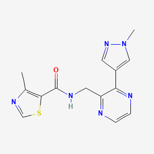 4-methyl-N-((3-(1-methyl-1H-pyrazol-4-yl)pyrazin-2-yl)methyl)thiazole-5-carboxamide