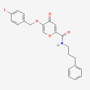 molecular formula C22H20FNO4 B2491657 5-((4-fluorobenzyl)oxy)-4-oxo-N-(3-phenylpropyl)-4H-pyran-2-carboxamide CAS No. 1021060-60-5