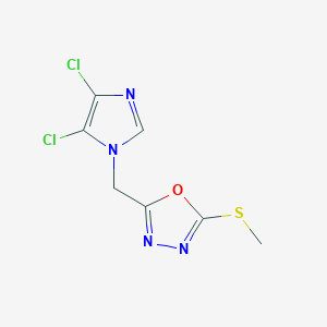 molecular formula C7H6Cl2N4OS B2491661 2-[(4,5-dichloro-1H-imidazol-1-yl)methyl]-5-(methylthio)-1,3,4-oxadiazole CAS No. 650592-52-2
