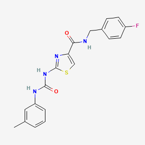 molecular formula C19H17FN4O2S B2491665 N-(4-fluorobenzyl)-2-(3-(m-tolyl)ureido)thiazole-4-carboxamide CAS No. 941880-76-8