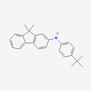 molecular formula C25H27N B2491666 N-[4-(tert-Butyl)phenyl]-9,9-dimethyl-9H-fluoren-2-amine CAS No. 944418-46-6