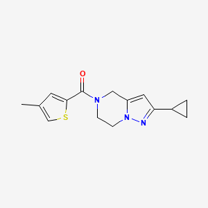 molecular formula C15H17N3OS B2491671 (2-cyclopropyl-6,7-dihydropyrazolo[1,5-a]pyrazin-5(4H)-yl)(4-methylthiophen-2-yl)methanone CAS No. 2034333-19-0
