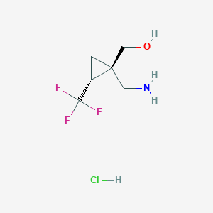 molecular formula C6H11ClF3NO B2491672 [(1R,2R)-1-(Aminomethyl)-2-(trifluoromethyl)cyclopropyl]methanol;hydrochloride CAS No. 2411181-31-0