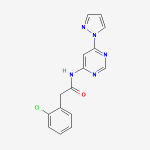 molecular formula C15H12ClN5O B2491680 N-(6-(1H-吡唑-1-基)嘧啶-4-基)-2-(2-氯苯基)乙酰胺 CAS No. 1428378-38-4