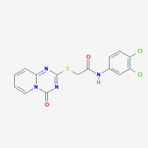 molecular formula C15H10Cl2N4O2S B2491686 N-(3,4-dichlorophenyl)-2-({4-oxo-4H-pyrido[1,2-a][1,3,5]triazin-2-yl}sulfanyl)acetamide CAS No. 896333-38-3