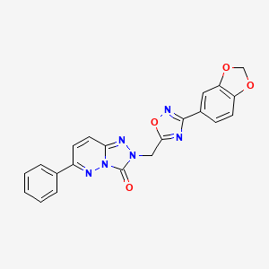 molecular formula C21H14N6O4 B2491689 2-((3-(苯并[d][1,3]二噁杂环戊-5-基)-1,2,4-噁二唑-5-基)甲基)-6-苯基-[1,2,4]三唑并[4,3-b]吡啶-3(2H)-酮 CAS No. 1251641-94-7