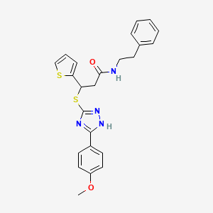 3-((5-(4-methoxyphenyl)-4H-1,2,4-triazol-3-yl)thio)-N-phenethyl-3-(thiophen-2-yl)propanamide