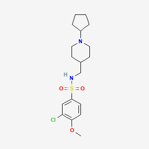 molecular formula C18H27ClN2O3S B2491693 3-chloro-N-((1-cyclopentylpiperidin-4-yl)methyl)-4-methoxybenzenesulfonamide CAS No. 952984-37-1
