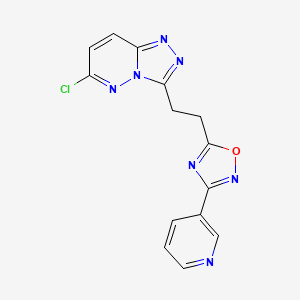 molecular formula C14H10ClN7O B2491738 3-[5-(2-{6-Chloro-[1,2,4]triazolo[4,3-b]pyridazin-3-yl}ethyl)-1,2,4-oxadiazol-3-yl]pyridine CAS No. 1803586-61-9