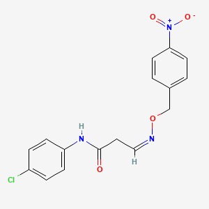 molecular formula C16H14ClN3O4 B2491741 N-(4-chlorophenyl)-3-{[(4-nitrobenzyl)oxy]imino}propanamide CAS No. 477851-68-6