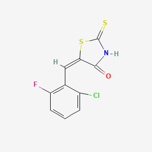 molecular formula C10H5ClFNOS2 B2491743 (5E)-5-(2-chloro-6-fluorobenzylidene)-2-mercapto-1,3-thiazol-4(5H)-one CAS No. 217316-44-4