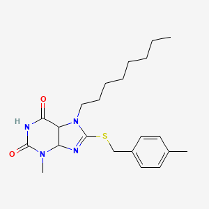 molecular formula C22H30N4O2S B2491748 3-methyl-8-{[(4-methylphenyl)methyl]sulfanyl}-7-octyl-2,3,6,7-tetrahydro-1H-purine-2,6-dione CAS No. 378210-05-0