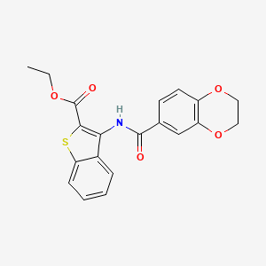 molecular formula C20H17NO5S B2491751 ETHYL 3-(2,3-DIHYDRO-1,4-BENZODIOXINE-6-AMIDO)-1-BENZOTHIOPHENE-2-CARBOXYLATE CAS No. 477556-43-7