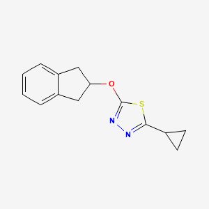 molecular formula C14H14N2OS B2491755 2-环丙基-5-(2,3-二氢-1H-茚-2-基氧基)-1,3,4-噻二唑 CAS No. 2198580-19-5
