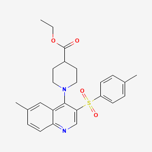 molecular formula C25H28N2O4S B2491771 ETHYL 1-[6-METHYL-3-(4-METHYLBENZENESULFONYL)QUINOLIN-4-YL]PIPERIDINE-4-CARBOXYLATE CAS No. 866844-24-8