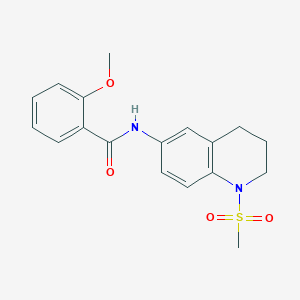 molecular formula C18H20N2O4S B2491782 N-(1-methanesulfonyl-1,2,3,4-tetrahydroquinolin-6-yl)-2-methoxybenzamide CAS No. 941929-79-9