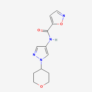 molecular formula C12H14N4O3 B2491784 N-[1-(oxan-4-yl)-1H-pyrazol-4-yl]-1,2-oxazole-5-carboxamide CAS No. 1797895-27-2