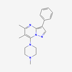 molecular formula C19H23N5 B2491802 5,6-Dimethyl-7-(4-methylpiperazin-1-yl)-3-phenylpyrazolo[1,5-a]pyrimidine CAS No. 898915-17-8