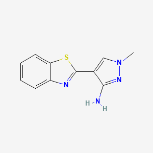 molecular formula C11H10N4S B2491805 4-(1,3-benzothiazol-2-yl)-1-methyl-1H-pyrazol-3-amine CAS No. 676119-29-2
