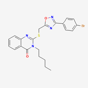 molecular formula C22H21BrN4O2S B2491807 2-(((3-(4-bromophenyl)-1,2,4-oxadiazol-5-yl)methyl)thio)-3-pentylquinazolin-4(3H)-one CAS No. 2034326-50-4