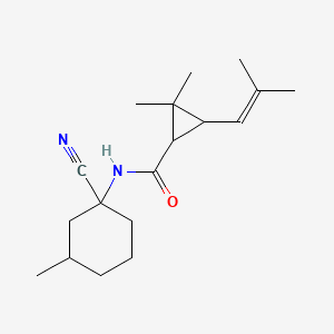 molecular formula C18H28N2O B2491810 N-(1-cyano-3-methylcyclohexyl)-2,2-dimethyl-3-(2-methylprop-1-en-1-yl)cyclopropane-1-carboxamide CAS No. 1808732-48-0