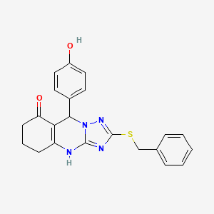 molecular formula C22H20N4O2S B2491813 2-(benzylsulfanyl)-9-(4-hydroxyphenyl)-5,6,7,9-tetrahydro[1,2,4]triazolo[5,1-b]quinazolin-8(4H)-one CAS No. 536981-23-4