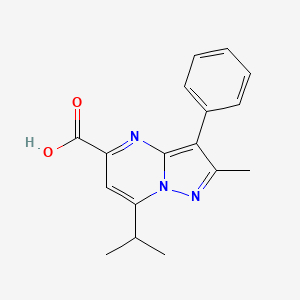 molecular formula C17H17N3O2 B2491815 7-Isopropyl-2-methyl-3-phenylpyrazolo[1,5-a]pyrimidine-5-carboxylic acid CAS No. 887833-49-0