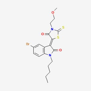 molecular formula C19H21BrN2O3S2 B2491816 (Z)-5-(5-bromo-2-oxo-1-pentylindolin-3-ylidene)-3-(2-methoxyethyl)-2-thioxothiazolidin-4-one CAS No. 867136-54-7