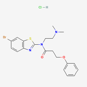 molecular formula C20H23BrClN3O2S B2491899 N-(6-bromobenzo[d]thiazol-2-yl)-N-(2-(dimethylamino)ethyl)-3-phenoxypropanamide hydrochloride CAS No. 1216923-25-9