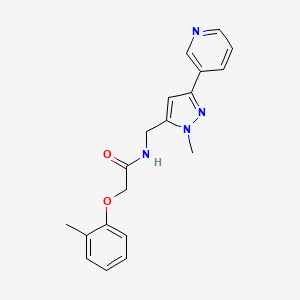 molecular formula C19H20N4O2 B2491970 N-((1-methyl-3-(pyridin-3-yl)-1H-pyrazol-5-yl)methyl)-2-(o-tolyloxy)acetamide CAS No. 2034510-78-4