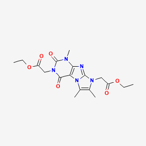 molecular formula C18H23N5O6 B2491987 ethyl 2-[2-(2-ethoxy-2-oxoethyl)-4,7,8-trimethyl-1,3-dioxopurino[7,8-a]imidazol-6-yl]acetate CAS No. 899988-71-7
