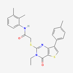 molecular formula C25H25N3O2S2 B2492041 N-(2,3-dimethylphenyl)-2-{[3-ethyl-7-(4-methylphenyl)-4-oxo-3H,4H-thieno[3,2-d]pyrimidin-2-yl]sulfanyl}acetamide CAS No. 1207051-82-8
