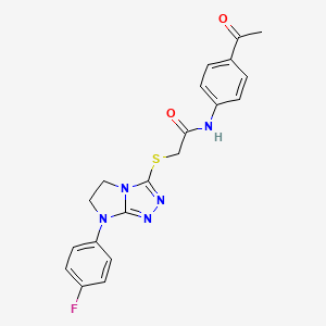molecular formula C20H18FN5O2S B2492064 N-(4-acetylphenyl)-2-{[7-(4-fluorophenyl)-5H,6H,7H-imidazo[2,1-c][1,2,4]triazol-3-yl]sulfanyl}acetamide CAS No. 923690-40-8