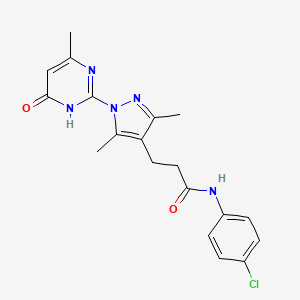 N-(4-chlorophenyl)-3-(3,5-dimethyl-1-(4-methyl-6-oxo-1,6-dihydropyrimidin-2-yl)-1H-pyrazol-4-yl)propanamide