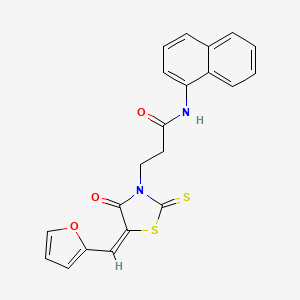 3-[(5E)-5-(furan-2-ylmethylidene)-4-oxo-2-sulfanylidene-1,3-thiazolidin-3-yl]-N-naphthalen-1-ylpropanamide