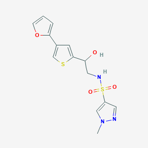 molecular formula C14H15N3O4S2 B2492101 N-{2-[4-(furan-2-yl)thiophen-2-yl]-2-hydroxyethyl}-1-methyl-1H-pyrazole-4-sulfonamide CAS No. 2380043-06-9