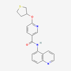 molecular formula C19H17N3O2S B2492131 N-(quinolin-5-yl)-6-(thiolan-3-yloxy)pyridine-3-carboxamide CAS No. 2034432-42-1