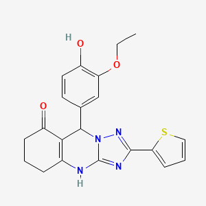 B2492147 9-(3-ethoxy-4-hydroxyphenyl)-2-(thiophen-2-yl)-5,6,7,9-tetrahydro-[1,2,4]triazolo[5,1-b]quinazolin-8(4H)-one CAS No. 534590-15-3